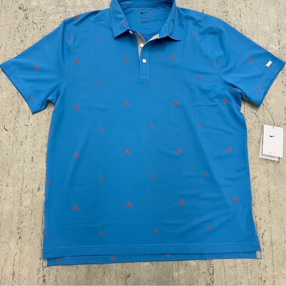 Nike Dri-Fit Men’s Golf Polo Shirt Lobster All Over Print Blue Size Large - Picture 4 of 10